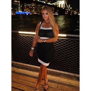 DAIMARAN Angola Women's Mini Dress Bodycon White Black One Size